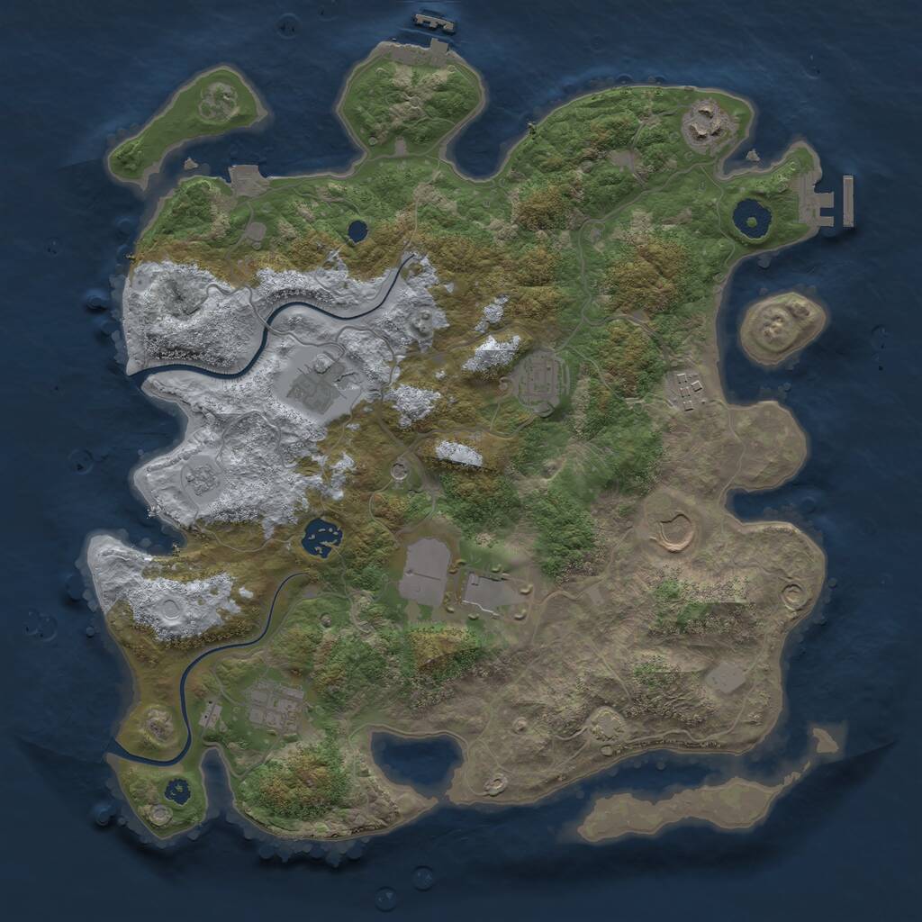 Rust Map: Procedural Map, Size: 3650, Seed: 69309646, 14 Monuments