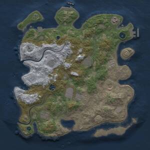 Thumbnail Rust Map: Procedural Map, Size: 3650, Seed: 69309646, 14 Monuments