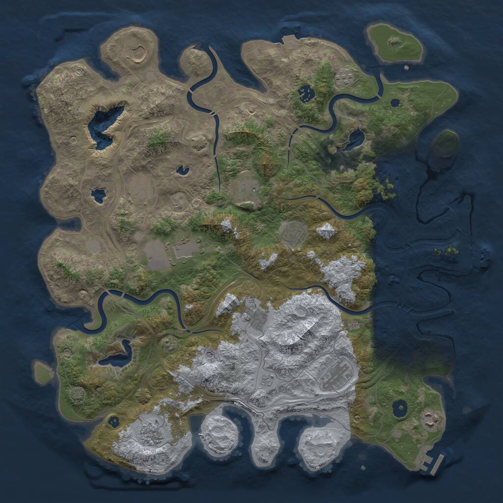 Rust Map: Procedural Map, Size: 4500, Seed: 437895905, 17 Monuments