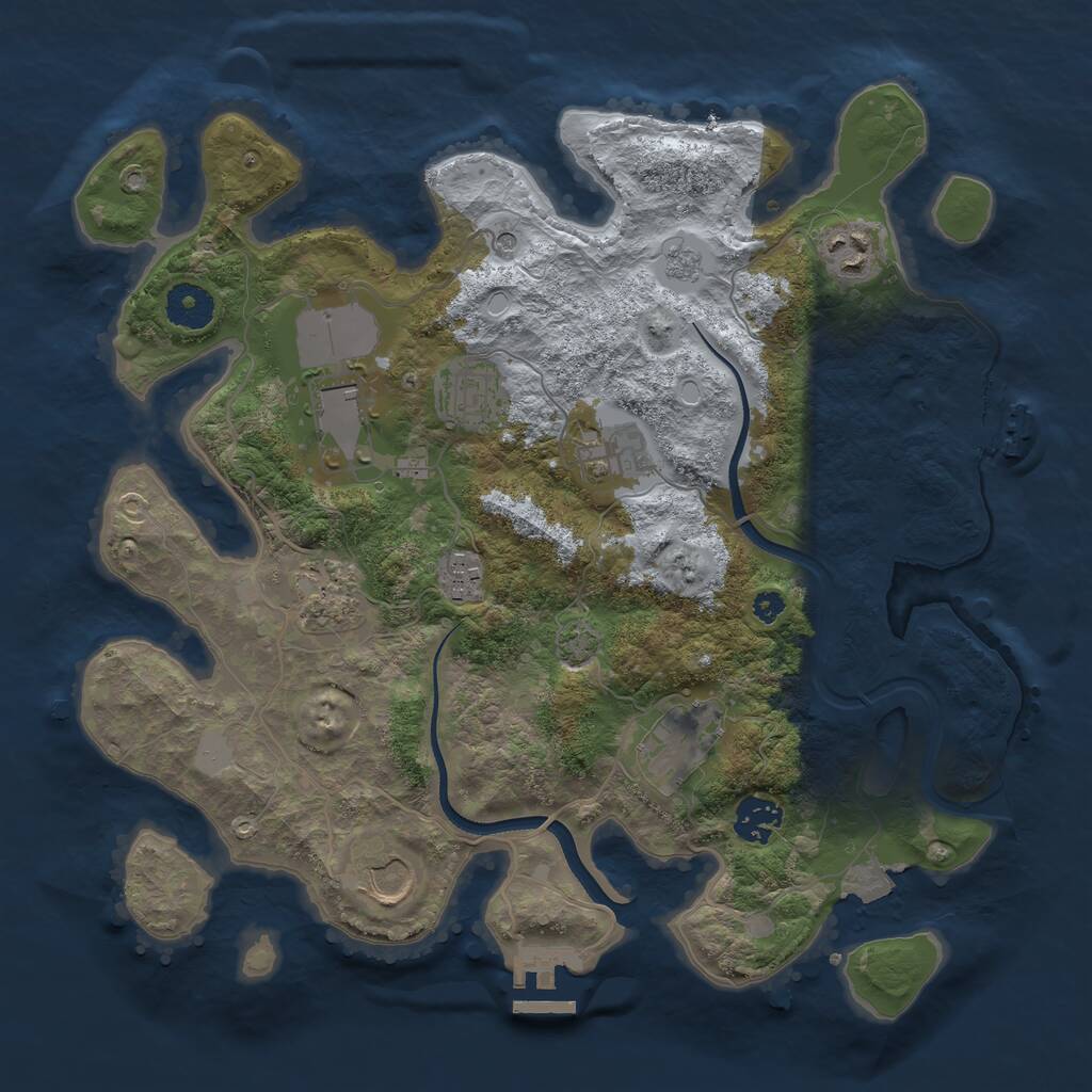 Rust Map: Procedural Map, Size: 3500, Seed: 274547405, 15 Monuments