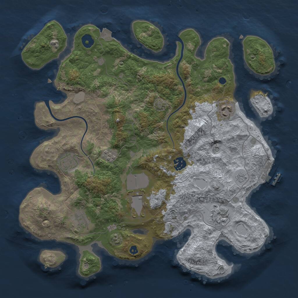 Rust Map: Procedural Map, Size: 3500, Seed: 454324416, 12 Monuments