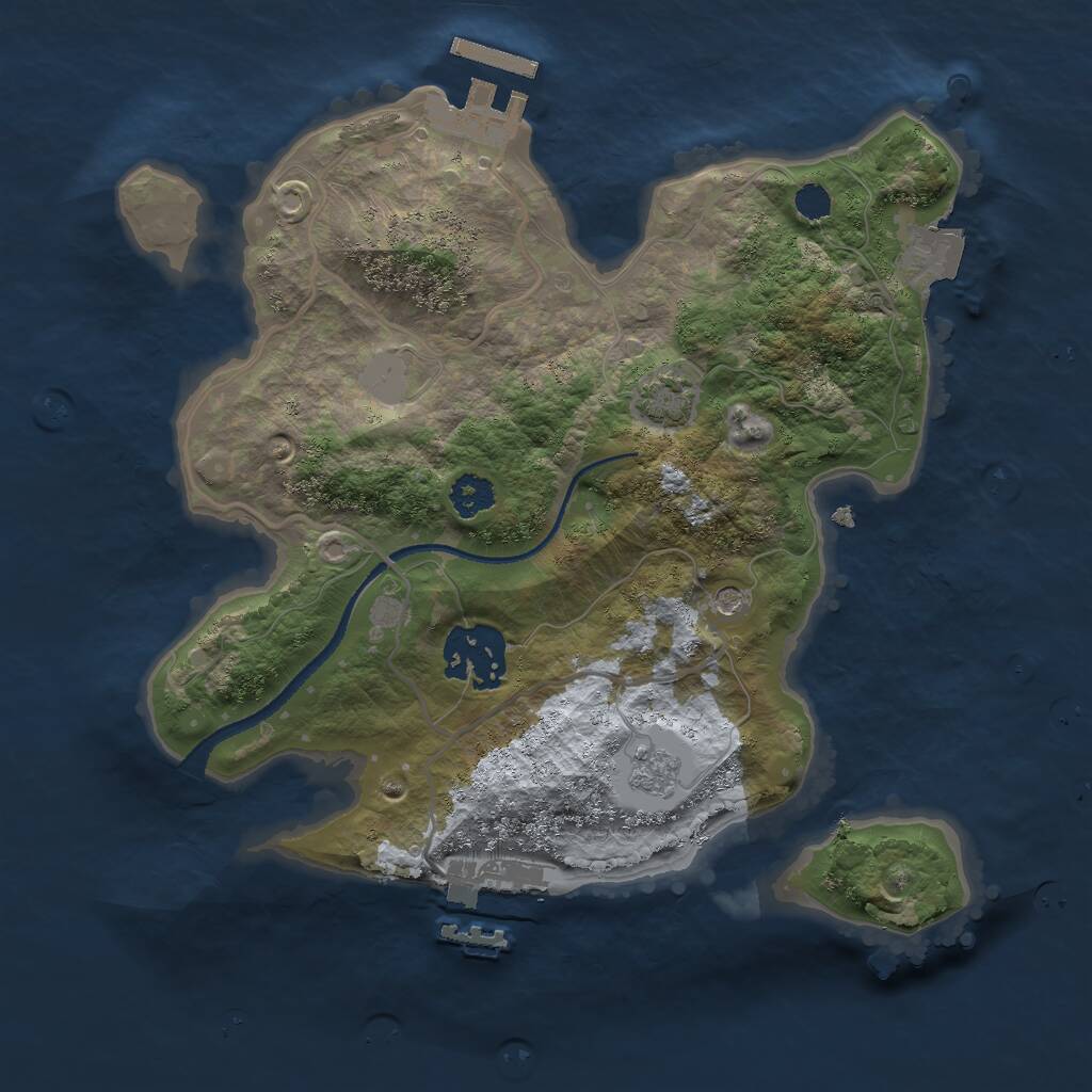 Rust Map: Procedural Map, Size: 2500, Seed: 1086616702, 7 Monuments