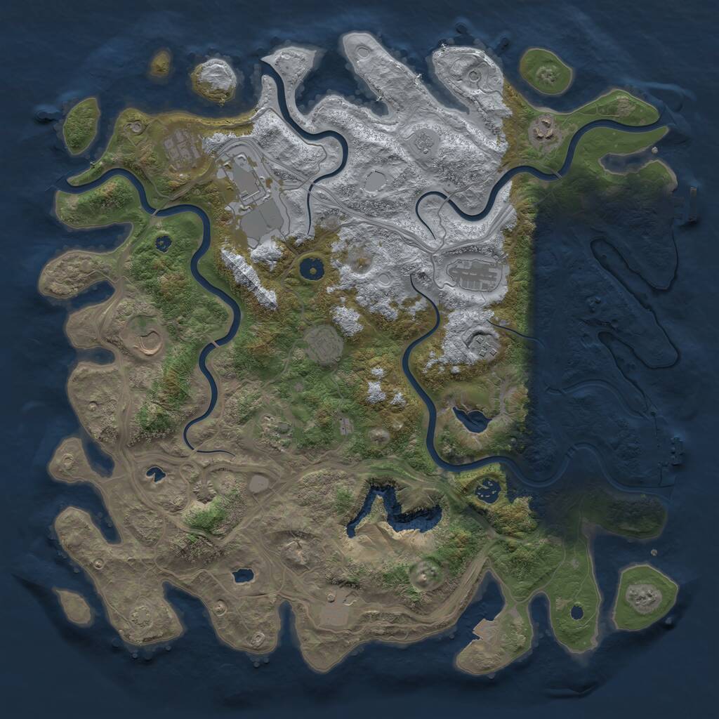Rust Map: Procedural Map, Size: 4500, Seed: 1741553586, 16 Monuments