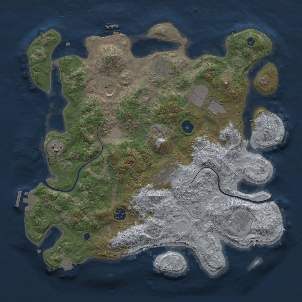 Rust Map: Procedural Map, Size: 3750, Seed: 832049684, 14 Monuments