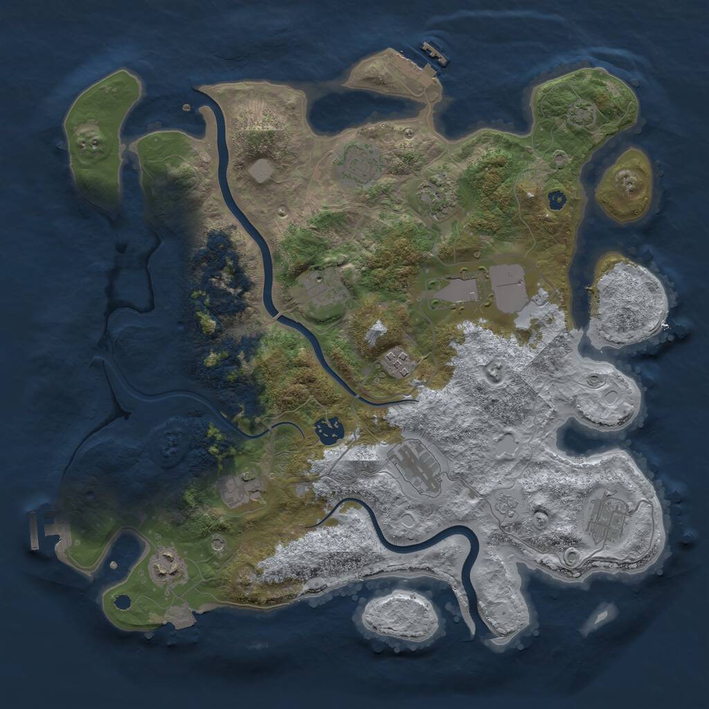 Rust Map: Procedural Map, Size: 3750, Seed: 832049684, 16 Monuments