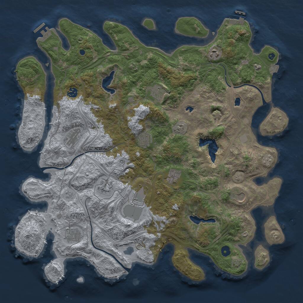 Rust Map: Procedural Map, Size: 4500, Seed: 1674599200, 17 Monuments