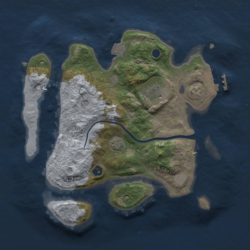 Rust Map: Procedural Map, Size: 2500, Seed: 385393666, 5 Monuments