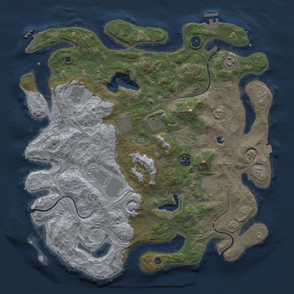 Rust Map: Procedural Map, Size: 4250, Seed: 834405230, 14 Monuments