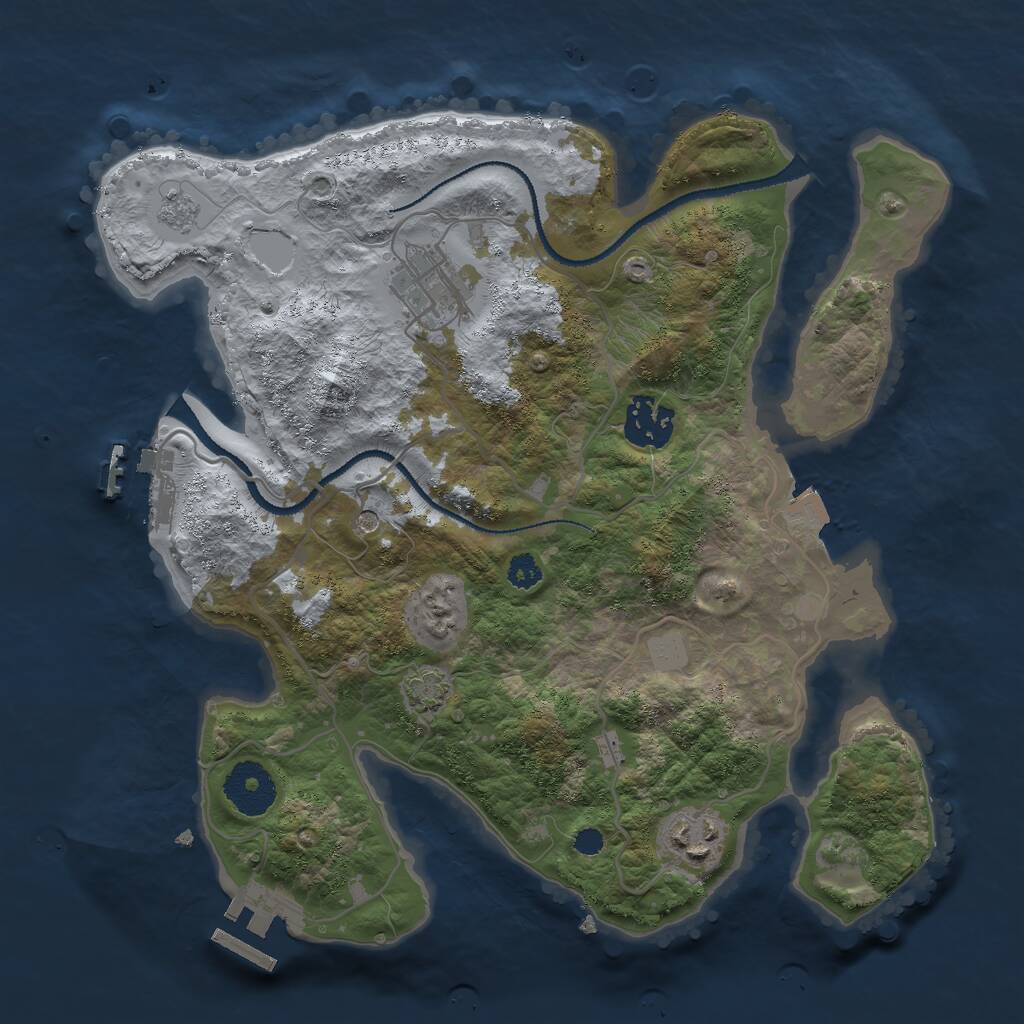 Rust Map: Procedural Map, Size: 3000, Seed: 2017558395, 9 Monuments