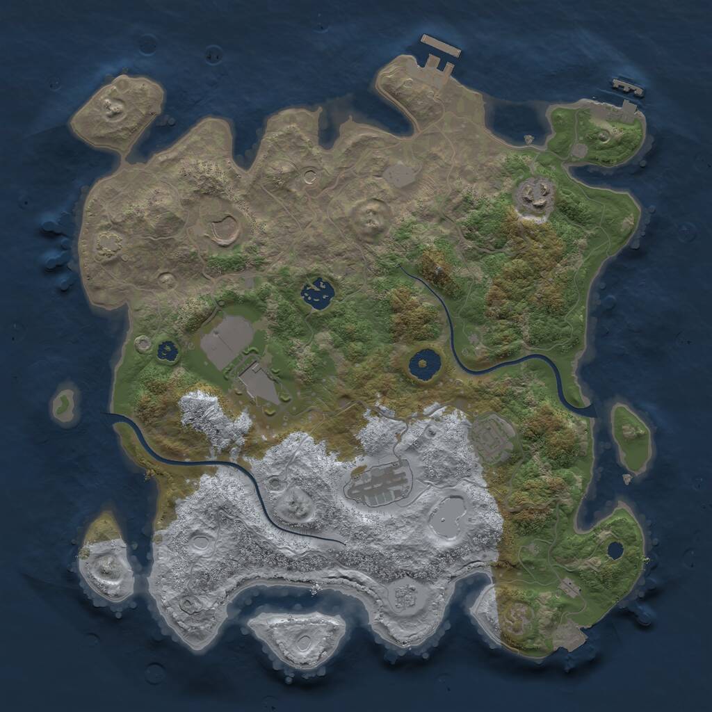 Rust Map: Procedural Map, Size: 3500, Seed: 54380150, 12 Monuments