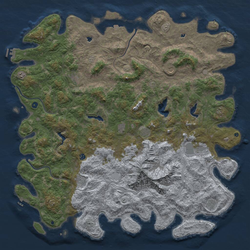 Rust Map: Procedural Map, Size: 6000, Seed: 75727449, 17 Monuments