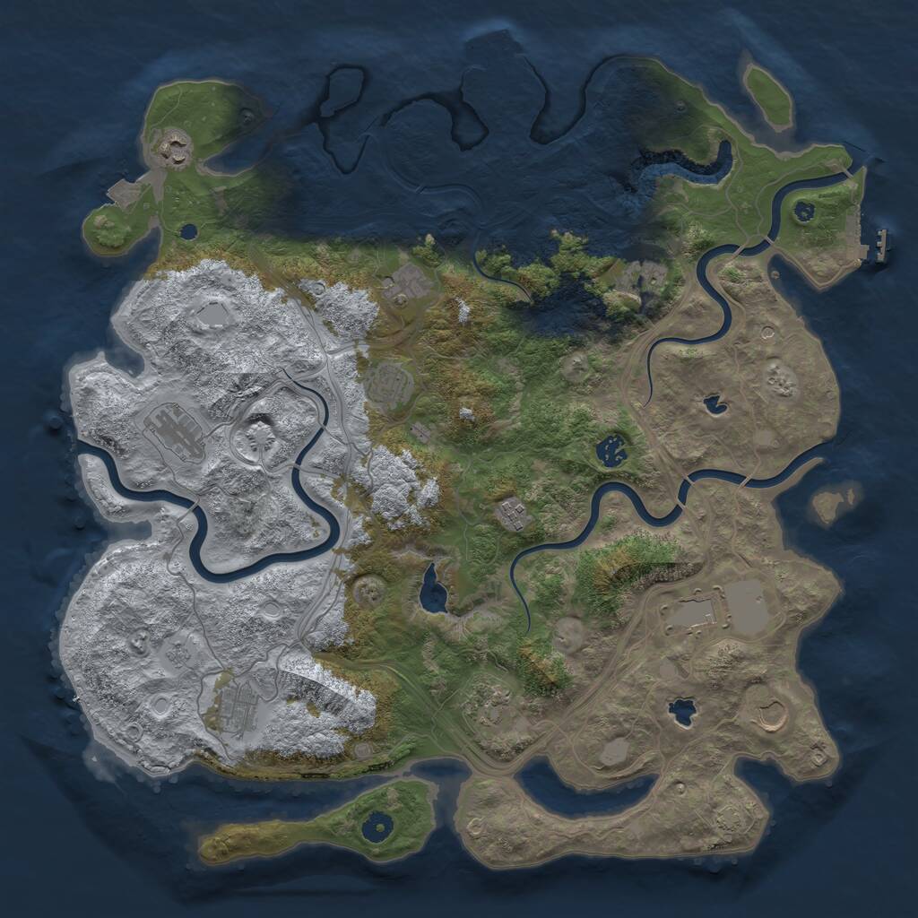 Rust Map: Procedural Map, Size: 4500, Seed: 331166263, 17 Monuments