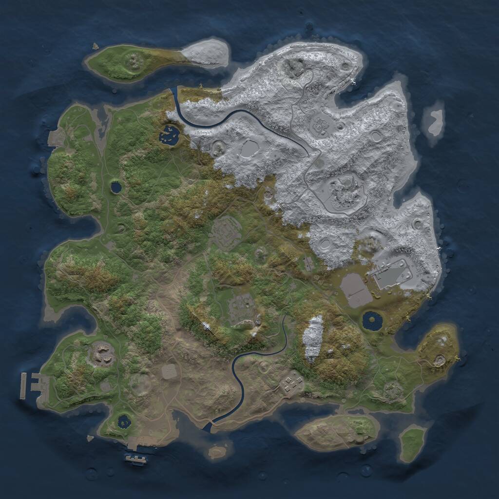 Rust Map: Procedural Map, Size: 3750, Seed: 2126996507, 13 Monuments