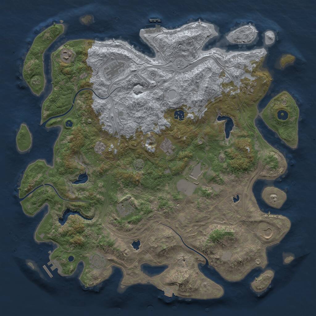 Rust Map: Procedural Map, Size: 4500, Seed: 868450965, 16 Monuments