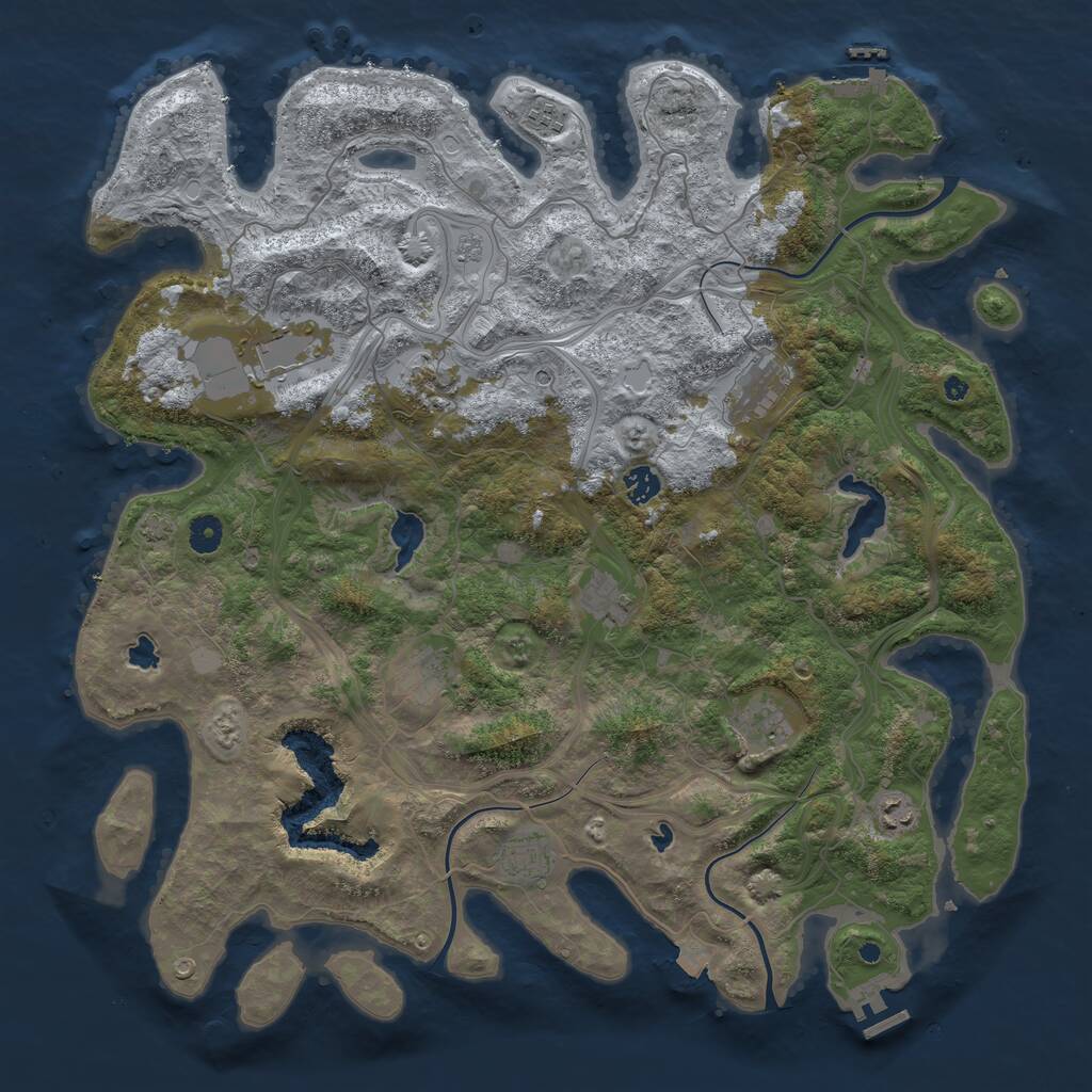 Rust Map: Procedural Map, Size: 4500, Seed: 691870281, 16 Monuments