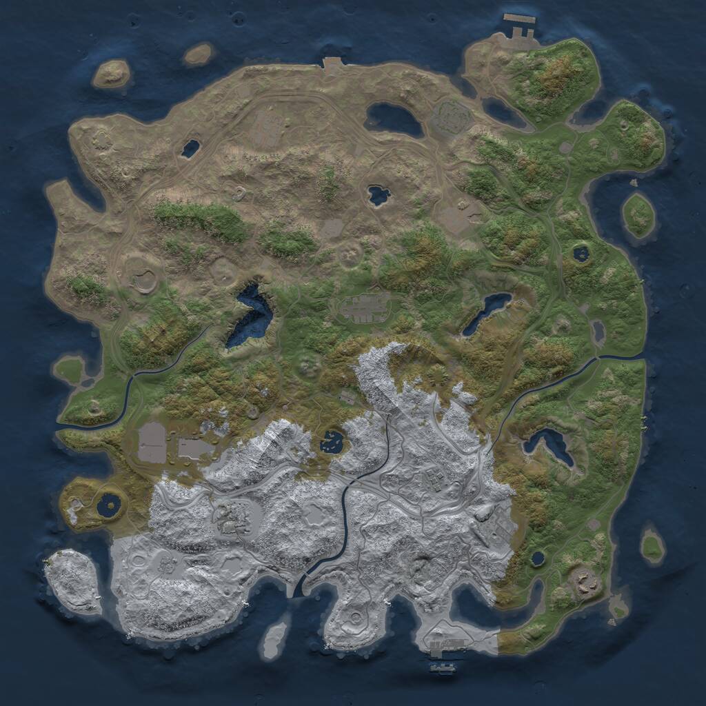 Rust Map: Procedural Map, Size: 4500, Seed: 116480681, 17 Monuments