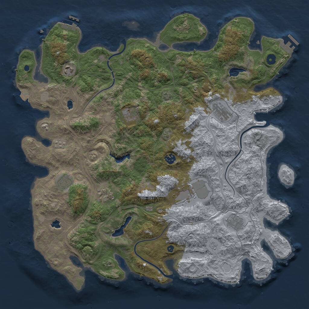 Rust Map: Procedural Map, Size: 4500, Seed: 1424990556, 15 Monuments