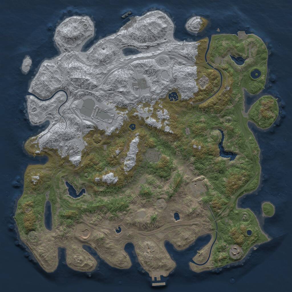 Rust Map: Procedural Map, Size: 4500, Seed: 2140233426, 15 Monuments