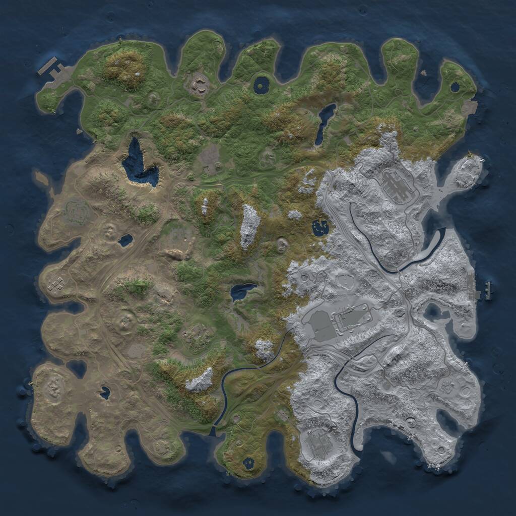 Rust Map: Procedural Map, Size: 4500, Seed: 33472751, 16 Monuments