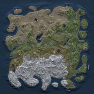 Thumbnail Rust Map: Procedural Map, Size: 4300, Seed: 7454, 16 Monuments