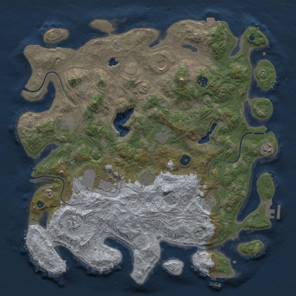 Rust Map: Procedural Map, Size: 4300, Seed: 7454, 16 Monuments