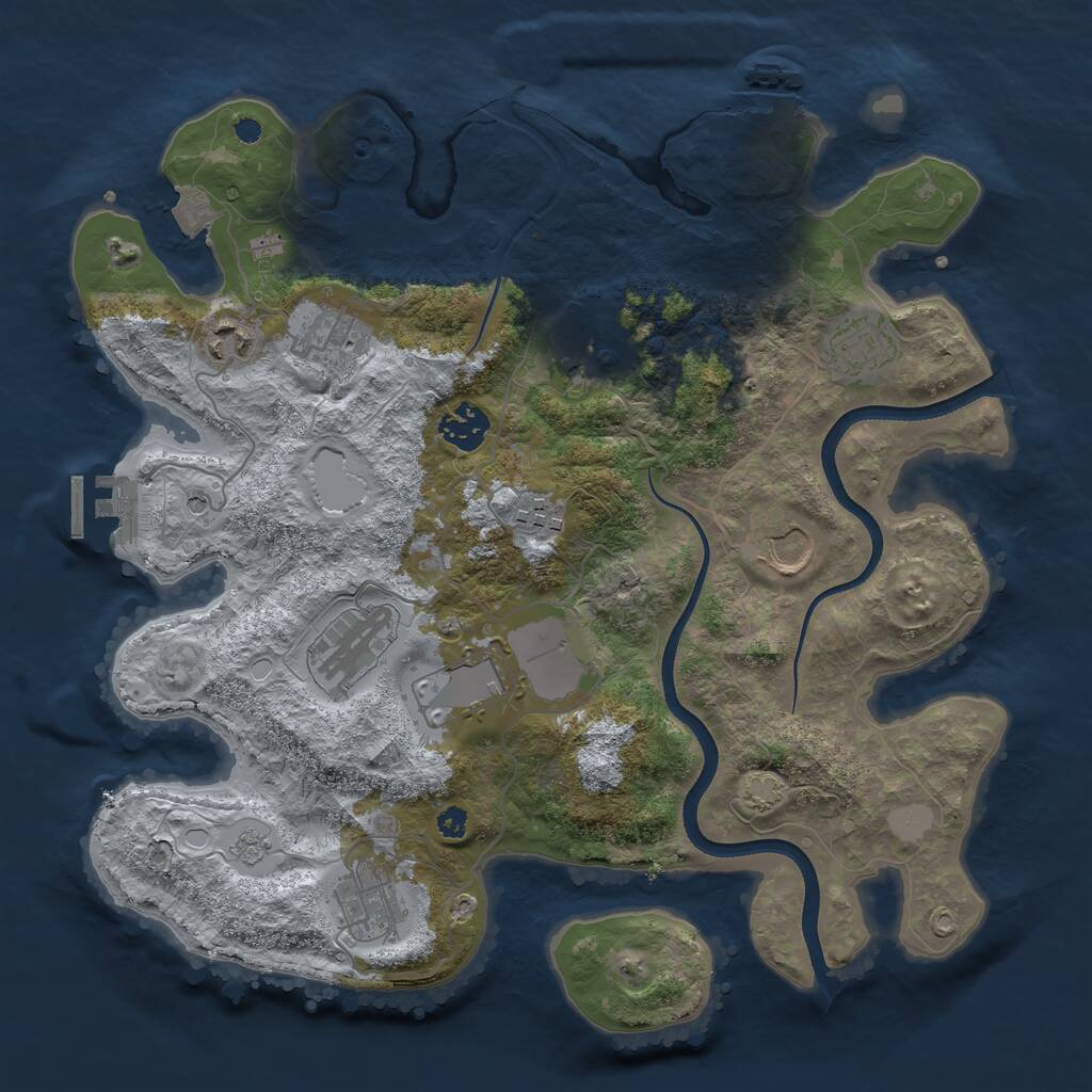 Rust Map: Procedural Map, Size: 3500, Seed: 431398831, 16 Monuments