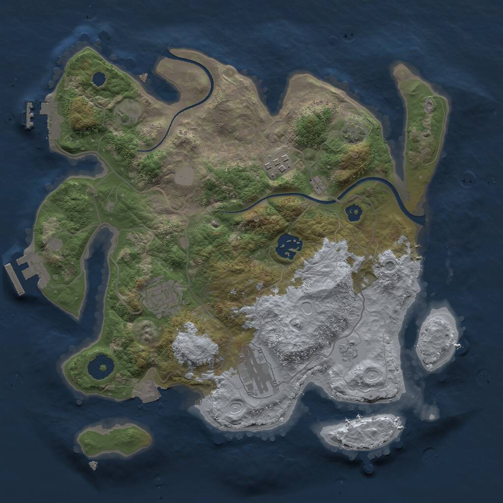 Rust Map: Procedural Map, Size: 3000, Seed: 101427690, 9 Monuments