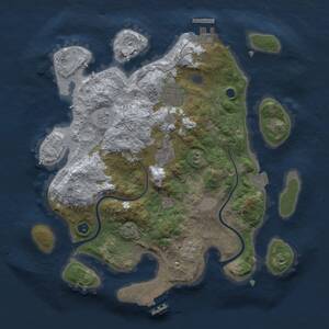 Thumbnail Rust Map: Procedural Map, Size: 3000, Seed: 24917095, 8 Monuments