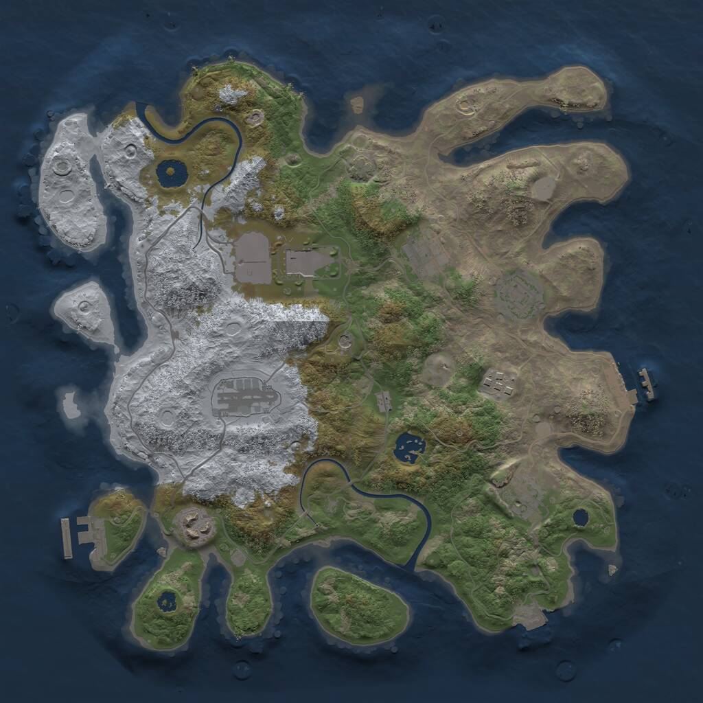 Rust Map: Procedural Map, Size: 3500, Seed: 1437829355, 13 Monuments