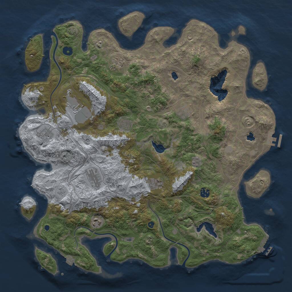 Rust Map: Procedural Map, Size: 4500, Seed: 538126055, 16 Monuments
