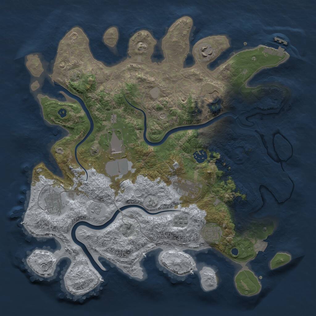 Rust Map: Procedural Map, Size: 3600, Seed: 32076239, 13 Monuments