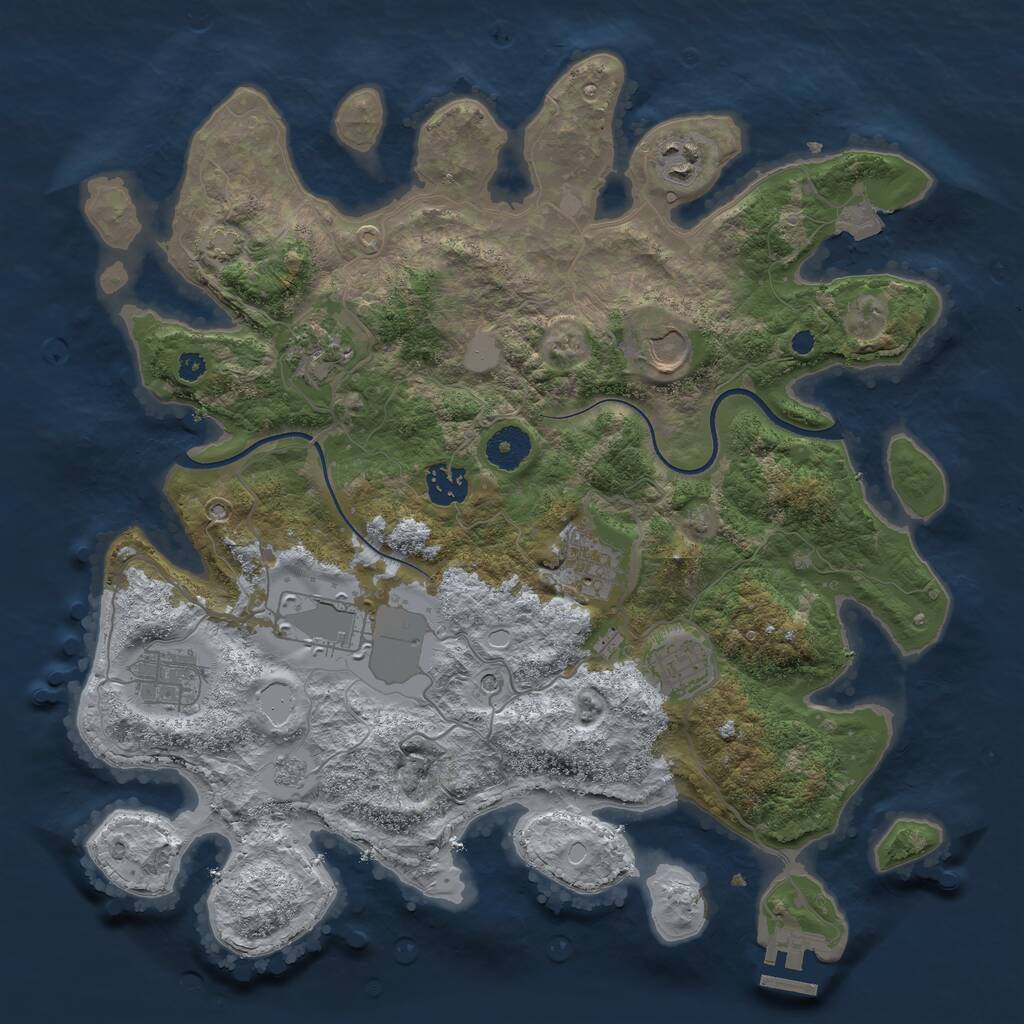 Rust Map: Procedural Map, Size: 3600, Seed: 32076239, 13 Monuments