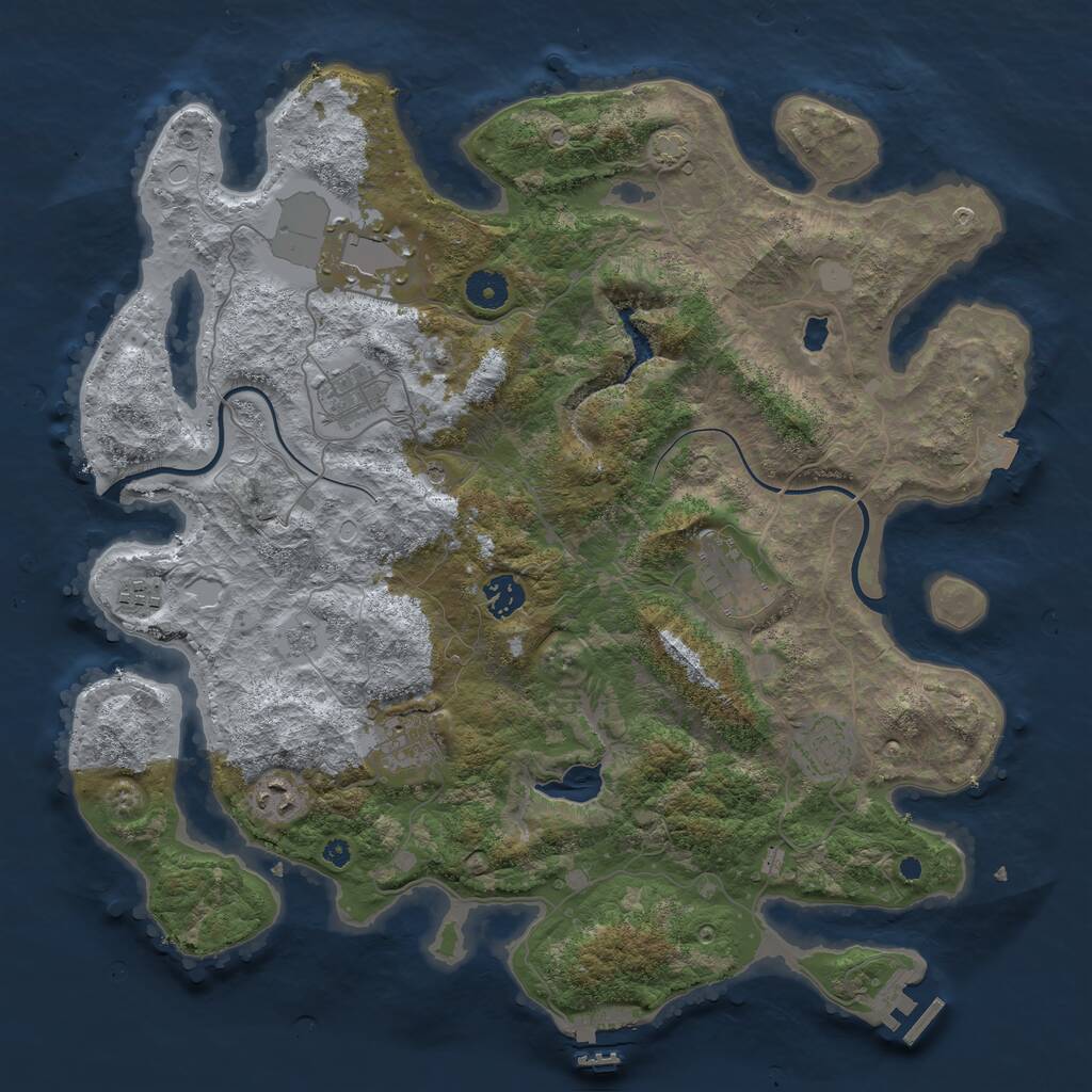 Rust Map: Procedural Map, Size: 4000, Seed: 250624640, 14 Monuments