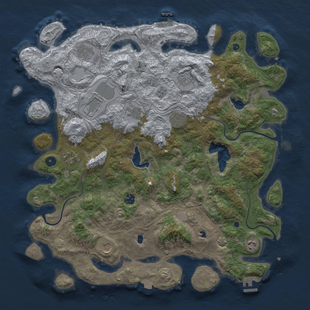 Rust Map: Procedural Map, Size: 4500, Seed: 1720886542, 16 Monuments