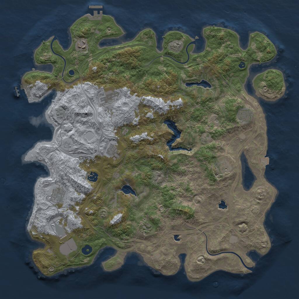 Rust Map: Procedural Map, Size: 4500, Seed: 825898861, 16 Monuments