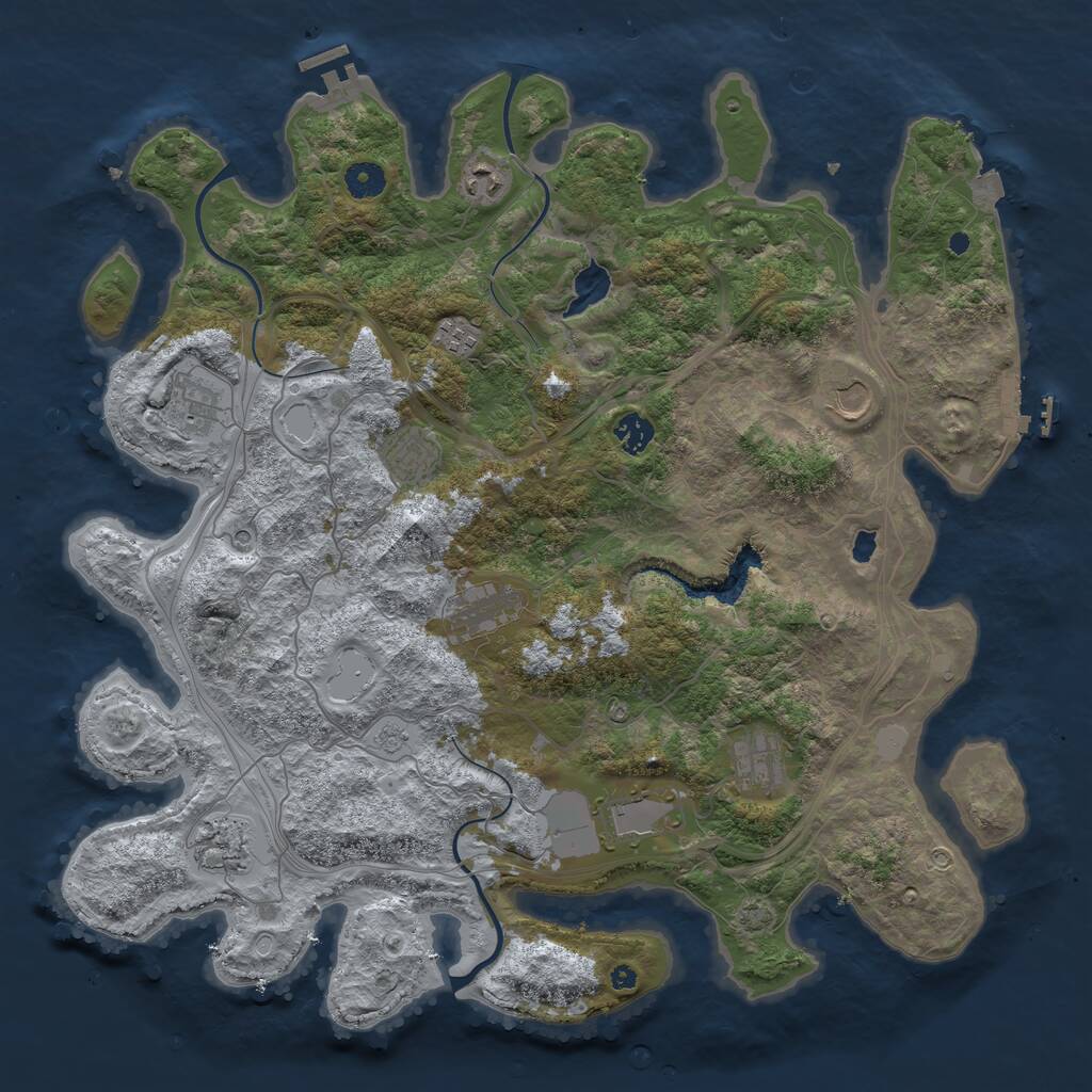 Rust Map: Procedural Map, Size: 4250, Seed: 1853010307, 16 Monuments