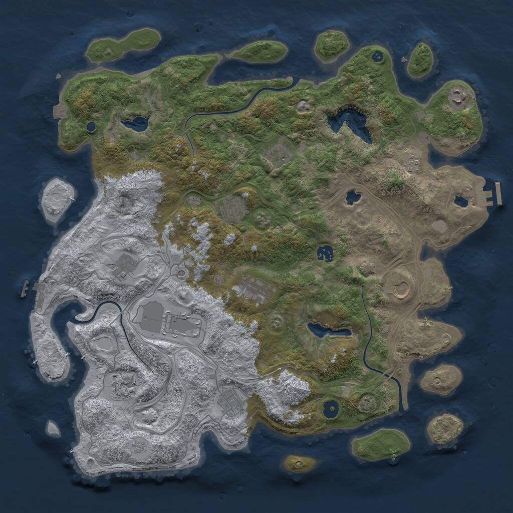 Rust Map: Procedural Map, Size: 4500, Seed: 616296715, 17 Monuments