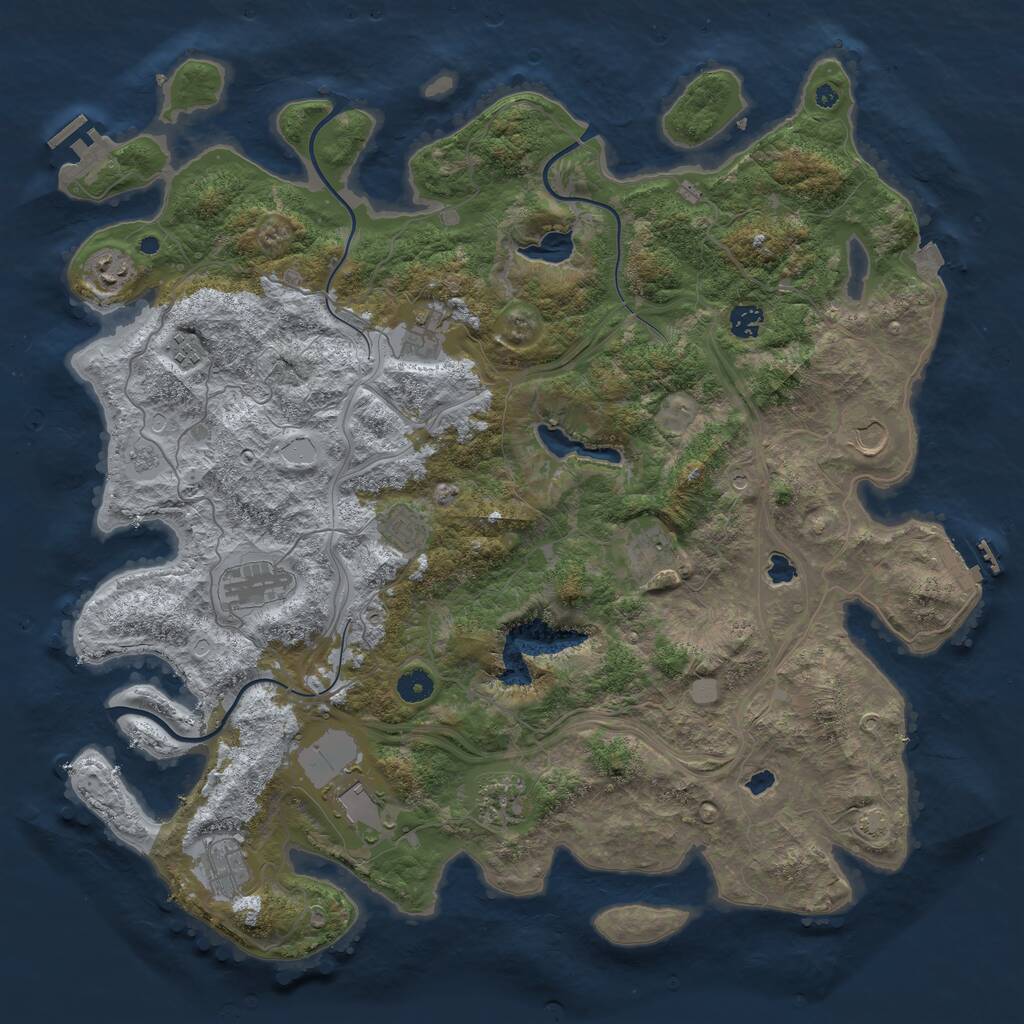 Rust Map: Procedural Map, Size: 4500, Seed: 459839485, 17 Monuments