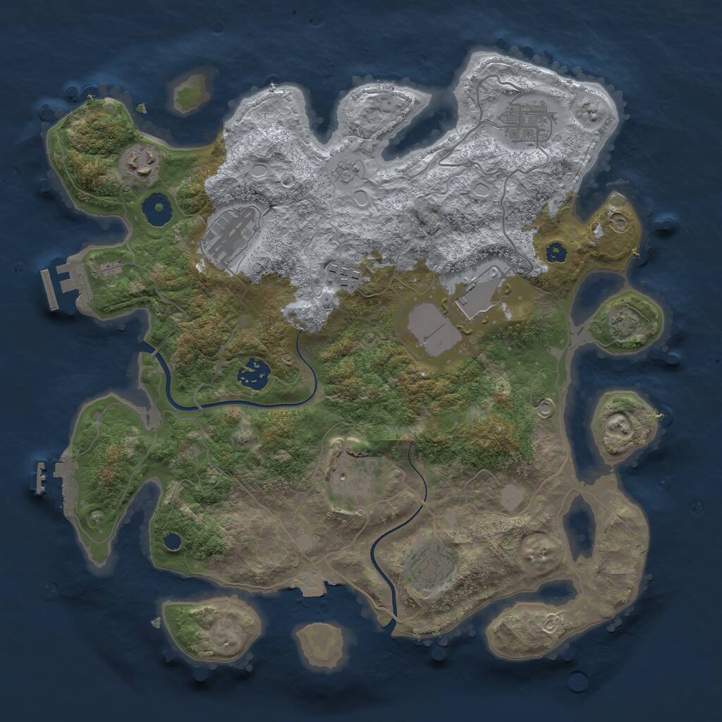 Rust Map: Procedural Map, Size: 3500, Seed: 325910, 13 Monuments