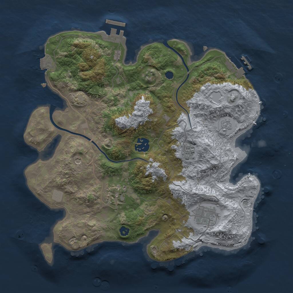 Rust Map: Procedural Map, Size: 3000, Seed: 265761665, 10 Monuments