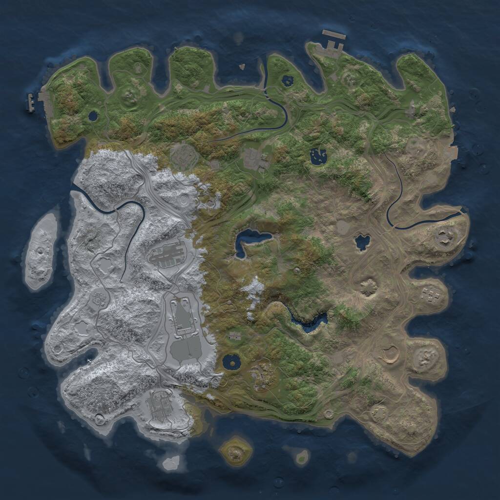 Rust Map: Procedural Map, Size: 4250, Seed: 19322204, 16 Monuments