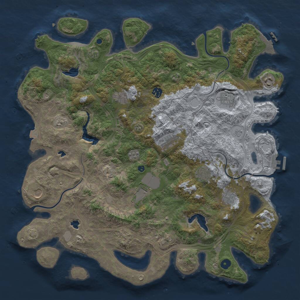 Rust Map: Procedural Map, Size: 4500, Seed: 45087836, 17 Monuments