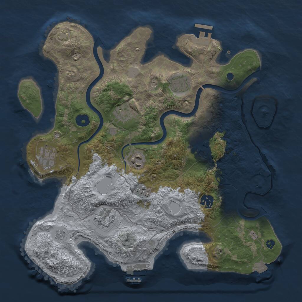 Rust Map: Procedural Map, Size: 3399, Seed: 2147483647, 14 Monuments