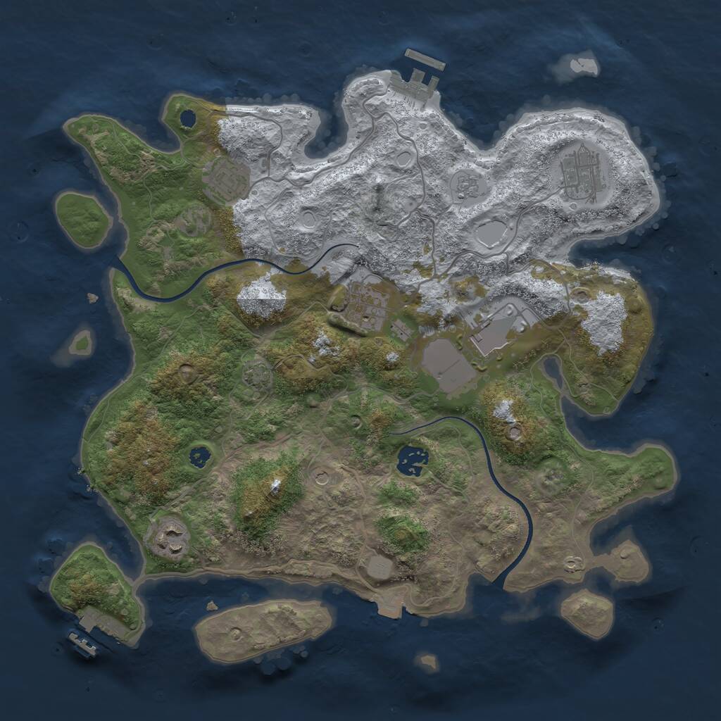 Rust Map: Procedural Map, Size: 3500, Seed: 80521080, 12 Monuments