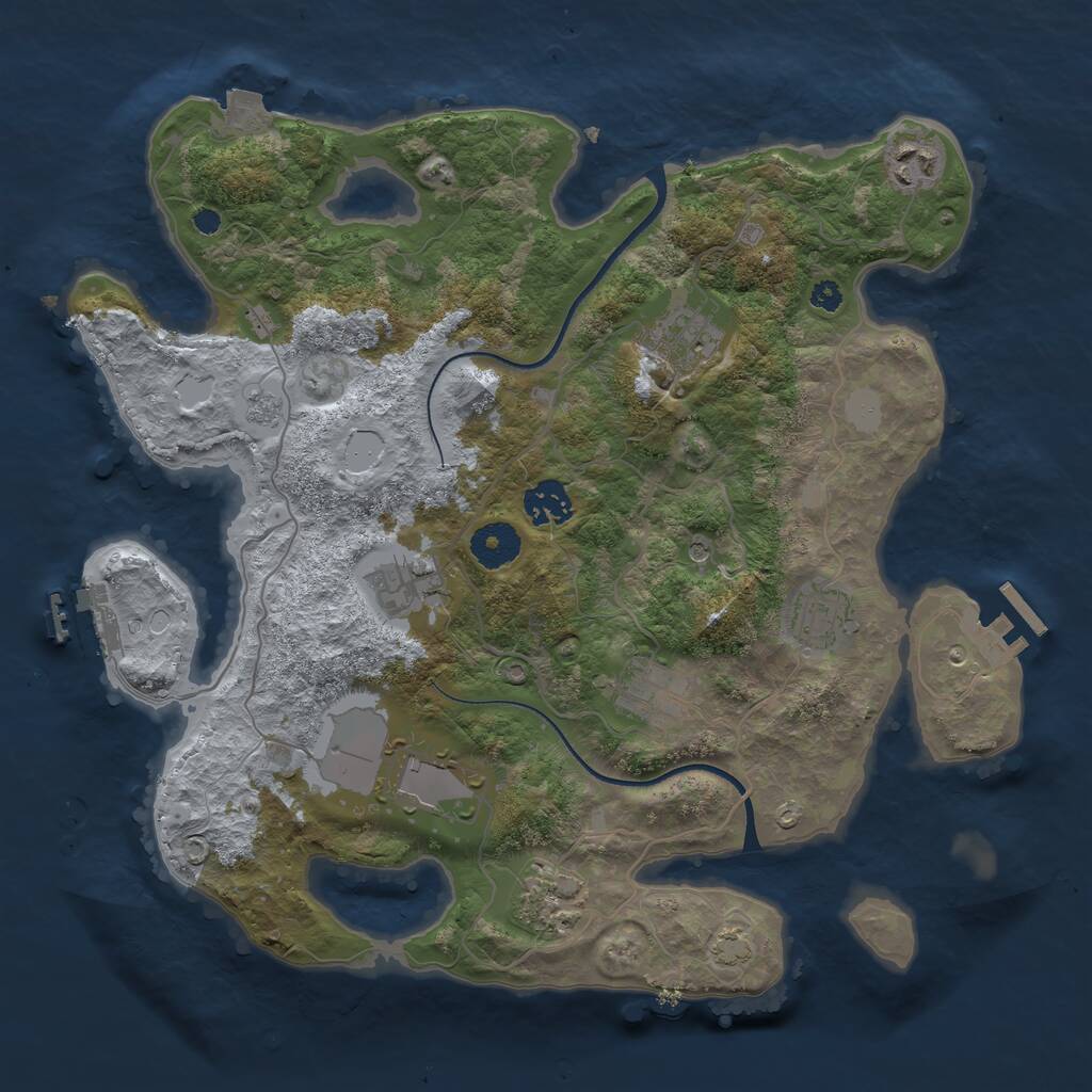 Rust Map: Procedural Map, Size: 3500, Seed: 1979193486, 14 Monuments