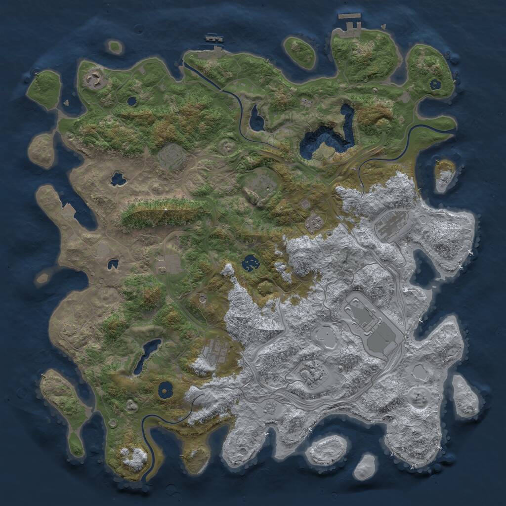 Rust Map: Procedural Map, Size: 4600, Seed: 71120243, 16 Monuments