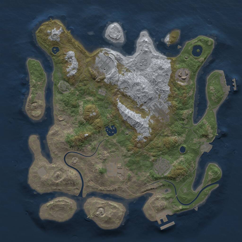 Rust Map: Procedural Map, Size: 3250, Seed: 873479661, 12 Monuments