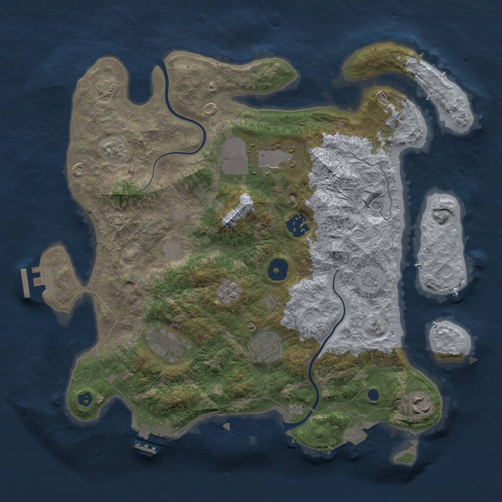 Rust Map: Procedural Map, Size: 3500, Seed: 547194186, 12 Monuments