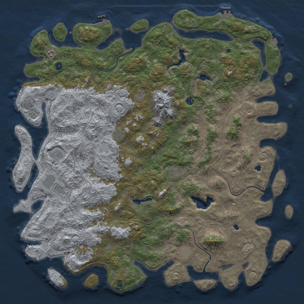Rust Map: Procedural Map, Size: 6000, Seed: 1142525, 17 Monuments