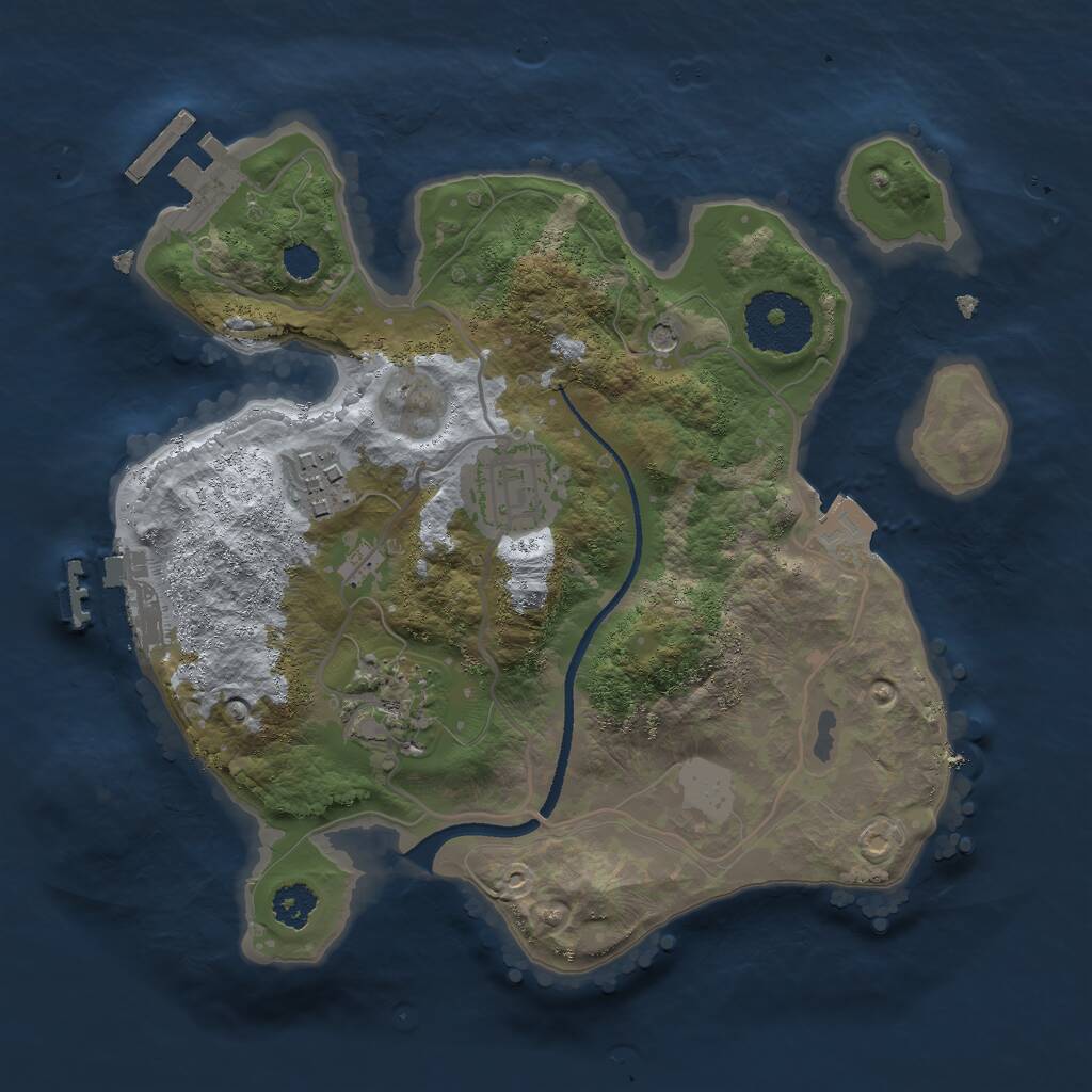 Rust Map: Procedural Map, Size: 2500, Seed: 974080807, 7 Monuments